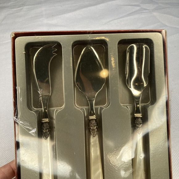 EME Inox Italy Ivory Opalescent Tapas Cutlery Cheese Knives 18/10 Set Of 3 NIB - Picture 9 of 12